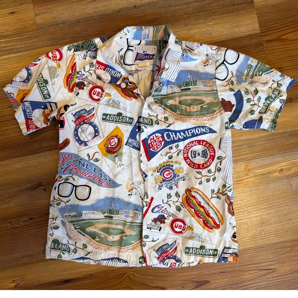 Reyn Spooner Kids Chicago Cubs MLB Aloha Shirt Vintage Wrigley Field Cotton S